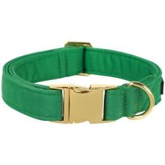 Imagem de Coleira de Natal Maca Bates para cães de algodão verde macia com fivela de metal coleira de inverno ajustável para cães pequenos, médios e grandes