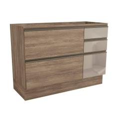 Imagem de Módulo Cozinha Kappesberg Maxxi Balcão G747 1 Portas e 4 Gavetas c/ Vidro s/ Tampo 120cm Nogal-Kappesberg