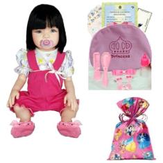 Imagem de Boneca Bebê Baby Real Mamãe Reborn Realista Bolsa + 28 Itens