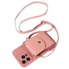 Imagem de Slot para cartão titular crossbody caso de telefone para iphone 13 12 15 14 11 pro xs max x xr carteira cordão, rosa, para iphone 15