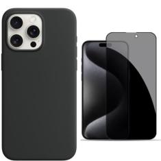 Imagem de Capa Para iPhone 15 Pro Max Preto + Película Priv + Película Câmera