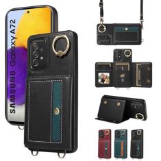 Imagem de Furill Capa de telefone para Samsung Galaxy A72 5G/4G capa carteira com alça de ombro transversal e porta-cartão de couro bolso de crédito giratório 360° suporte celular A 72 G5 72A S72 meninas