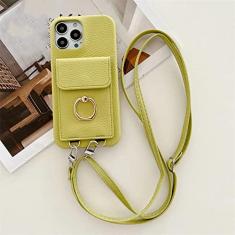 Imagem de Carteira com Alça de Pescoço Transversal Capa de Telefone para iPhone 14 13 12 11 Pro Max Mini X XS XR 7 8 Plus Capa de Couro, verde, para iPhone XR