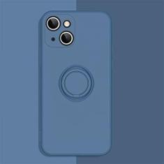 Imagem de Capa de telefone de silicone líquido macio para iPhone 11 12 13 Pro Max 13Mini XS Max X XR 7 8 Plus SE 2020 Stand Ring Capa à prova de choque, azul, para iPhone 7 Plus