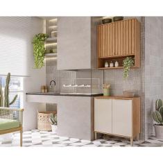 Imagem de Cozinha Modulada Completa Divina 2 Peças (1Aéreo+1Balcão) CZ007 Freijo/Off White - MGM