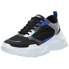Imagem de DKNY Tênis masculino com sola de borracha e bico redondo com cadarço, Azul marino, 44