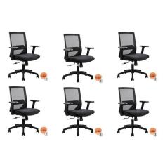 Imagem de Conjunto 6 Cadeiras Diretor Chicago Office Nr17 Preto