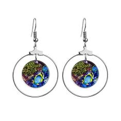 Imagem de Brincos coloridos com imagem da natureza ciência do oceano, argola pendurada, joia circular