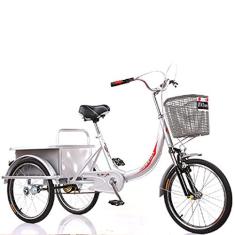 Imagem de Triciclo adulto ao ar livre 50 cm armação de aço carbono bicicleta adulto com cesta grande bicicleta cruiser de três rodas para idosos mulheres homens pedalando ciclismo