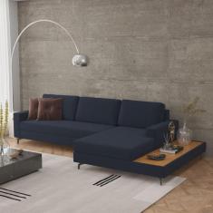 Imagem de Sofá em Linho 292cm Chaise Direito e Deck Loft