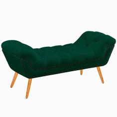 Imagem de Recamier Calçadeira Casal King 195cm Ayla Veludo Verde - Montanaris Decor