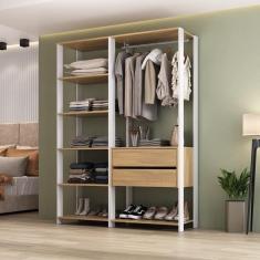 Imagem de Guarda-Roupas Closet Modulado 135cm 2 Peças com 2 Gavetas e Cabideiro Multimóveis MP4320
