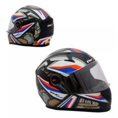 Imagem de Capacete Moto Fechado GTN R1 Preto Fosco com Azul/Vermelho Viseira Cri