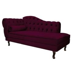 Imagem de Divã Recamier Sofá Juliana 185cm Lado Direito Suede Bordô - AM Decor
