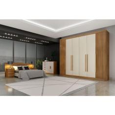 Imagem de Guarda Roupa Casal 6 Portas 8 Gavetas Coimbra Ripado- Móveis Novo Horizonte