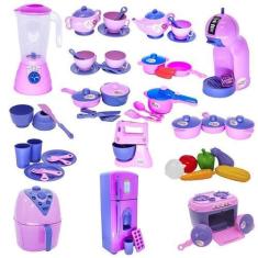 Imagem de Super Kit Cozinha Infantil Eletro Legumes Café Batedeia 55Pç - Altimar