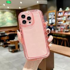 Imagem de Capa de telefone transparente colorida para iphone 14 13 12 11 Pro XS Max X XR SE 2 3 8 7 Plus Capa traseira de silicone macio TPU, rosa, para iPhone 13