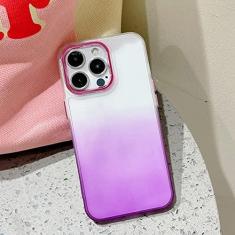 Imagem de Estojo transparente com gradiente de revestimento de luxo para iPhone 14 13 12 11 Pro Max Protetor de câmera para iPhone XR XS Max Capa traseira transparente, roxo, para iPhone 14 Pro