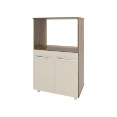 Imagem de Balcão Multiuso Armário Cozinha Para Forno Elétrico E Microondas Organizador Com 2 Portas Tayla Savana Off White