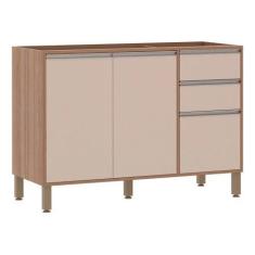 Imagem de Balcão Cozinha 120 Cm 2 Portas 3 Gavetas Connect Lari Luciane Móveis