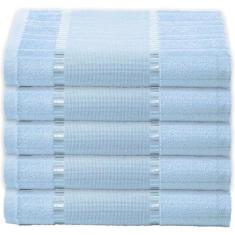 Imagem de Jogo 5 Toalhas de Rosto Algodão Macio Resistente Bordar Lavabo Banheir