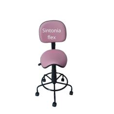 Imagem de Cadeira sela secretaria estética para manicure tatuador dentista base ferro com rodízio corano rosa clero