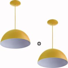 Imagem de Kit 2 Lustres Pendente Meia Lua 30cm Alumínio  - Marryluz