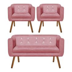 Imagem de Kit 01 Namoradeira E 02 Poltronas Julia Rose Com Strass