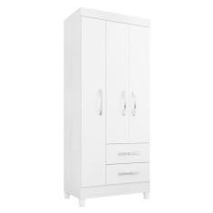 Imagem de Guarda Roupa Basic 3 Portas Com 2 Gavetas Cor Carvalho Eco E Branco Eco - Incorplac