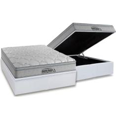 Imagem de Cama Box Baú Casal: Colchão Espuma Probel D40 Guarda Costas Premium Hiper Firme Euro Pillow + Base CRC Courano White(138x188)