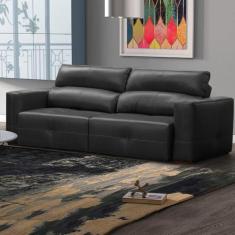 Imagem de Sofá Decorativo Monica 3 Lugares Sala de estar 252cm Reclinável e Retrátil Couro Preto G40 - Gran Belo