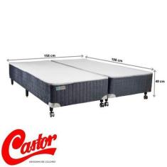Imagem de Base Box Castor Silver Star Casal Queen Bipartida Suede Cinza Matelass