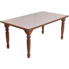 Imagem de Mesa Atlanta 180x100 Em Madeira Maciça Na Cor Castanho Com Tampo De Vidro Off White Castanho