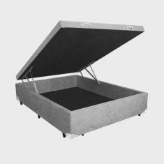 Imagem de Cama Box Baú Casal Suede cinza 138X188