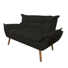 Imagem de Namoradeira Decorativa Opala Sala De Estar Tecido Suede Preto Kimi Decor