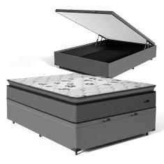 Imagem de Cama Box Baú com Colchão Resistence Espuma D33 Pillow Top Casal 138cm