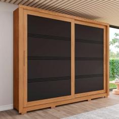 Imagem de Guarda Roupa Casal Medelín 2 Portas Deslizantes Nature Preto HP - Henn