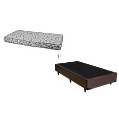 Imagem de Cama Box Solteiro 88 Tecido Sintético Marrom com Colchão Nápoles Espuma D33 54x88x188