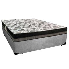 Imagem de Cama Box Casal Suede Bipartido + Colchão Ortobom ISO Dupla Face 60x138x188