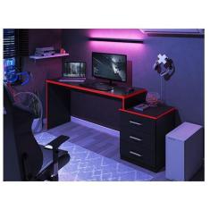 Imagem de Mesa Para Computador Gamer Ambiente Drx 5000 Preto Trama Vermelho - Mó