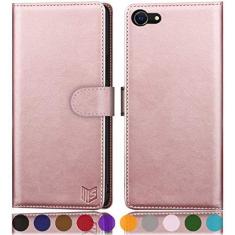 Imagem de SUANPOT Capa carteira para iPhone 7/8/SE2/SE 3ª 2020/2022 de 4,7 polegadas com bloqueio de RFID, porta-cartão de crédito, capa de telefone de couro PU flip book capa celular mulheres homens para Apple