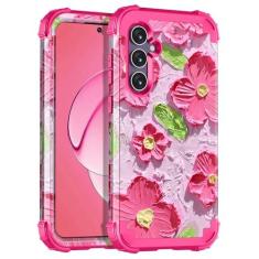 Imagem de Rancase Capa compatível com Galaxy S24 5G, proteção resistente à prova de choque de três camadas de plástico rígido + capa protetora de borracha de silicone macio para Samsung Galaxy S24 de 6,2