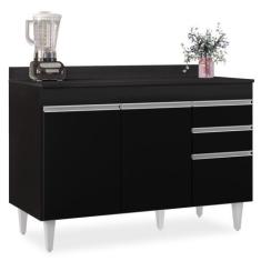 Imagem de Balcão Gabinete para pia com Tampo 120cm Michigan Preto - Lumil - Lumi