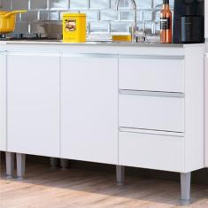 Imagem de Balcão de Cozinha para Pia Athena 2 Portas 3 Gavetas Branco - Irm Móve