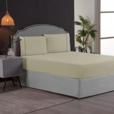 Imagem de Jogo de Cama Casal 3 Peças Percal 200 Fios com Ponto Palito Lençol com