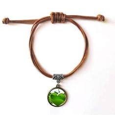 Imagem de DIYthinker Pulseira de couro Clover Heart Irlanda Dia de São Patrício Pulseira de couro com corda marrom joia presente
