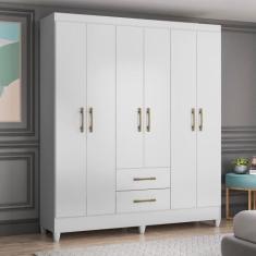 Imagem de Guarda Roupa Casal 6 Portas 2 Gavetas Panamá Moval, Branco