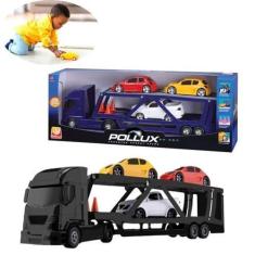 Imagem de Caminhão Cegonha E 3 Carros Sortidos Brinquedo Educativo Ideal Para Cr