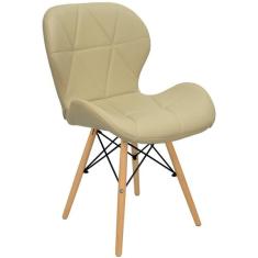 Imagem de Cadeira Charles Eames Eiffel Slim Wood Estofada - Bege