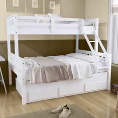 Imagem de Treliche Com Cama Casal Premium Com Gavetas Madeira Maciça Branco Megamobilia